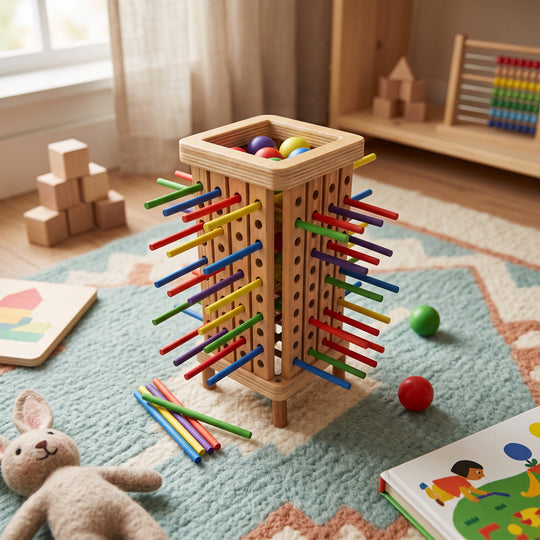 Wooden Kerplunk-Style Falling Wooden Balls Game