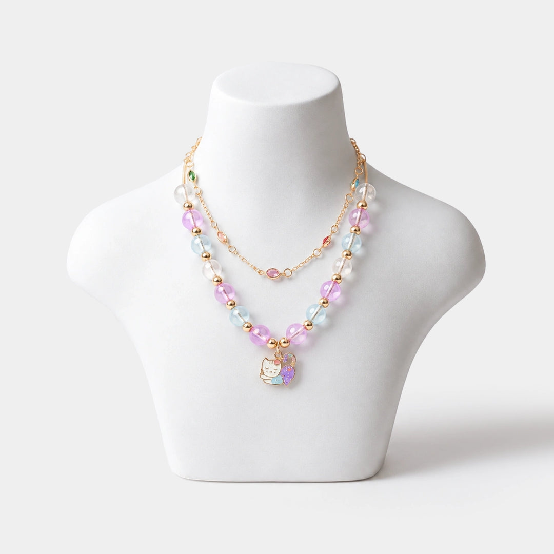2-in-1 Chain Beads Pendant Necklace