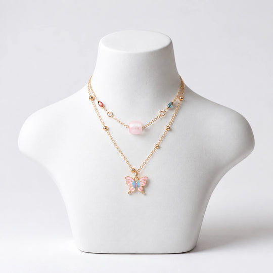 2-in-1 Chain Beads Heart Pendant Necklace