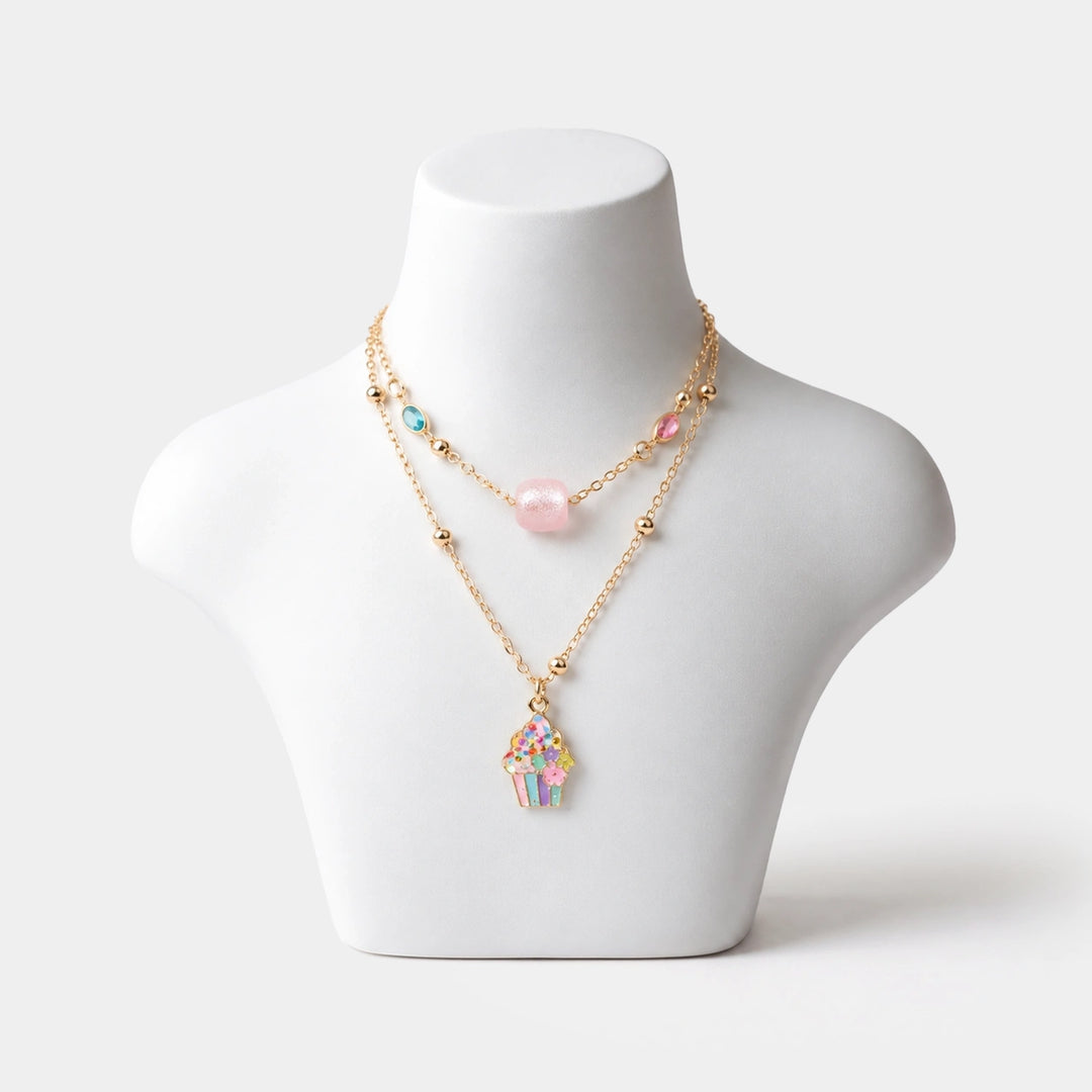 2-in-1 Chain Beads Ice Cream Pendant Necklace