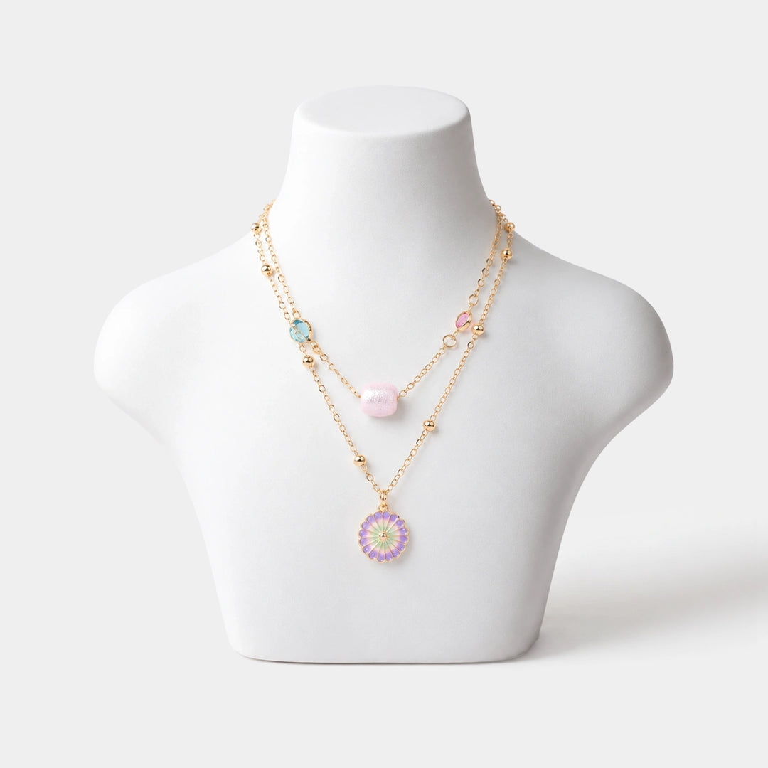 2-in-1 Chain Beads Flower Pendant Necklace