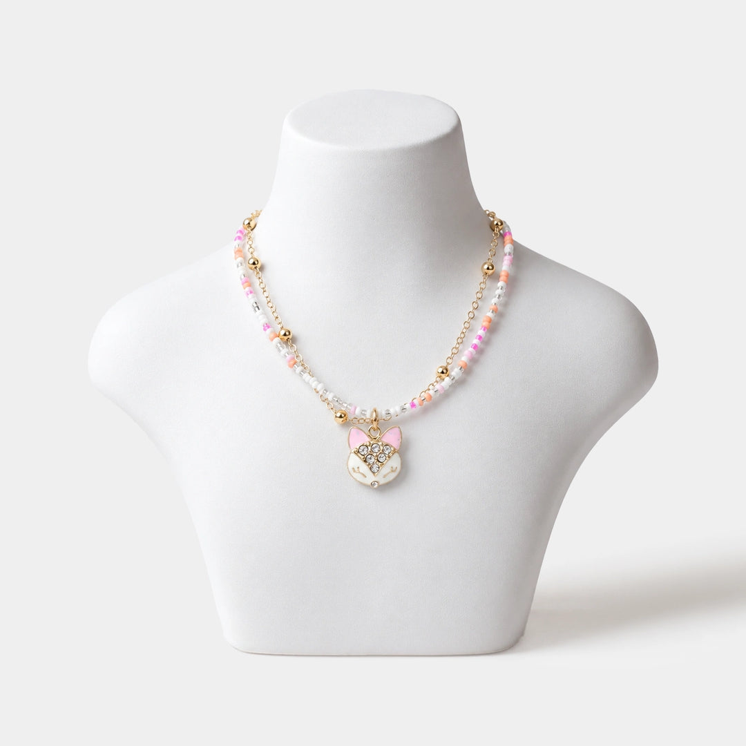 2-in-1 Chain Beads Pendant Necklace