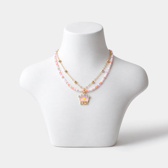 2-in-1 Chain Beads Crown Pendant Necklace