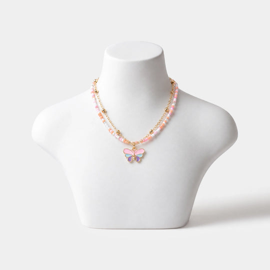 2-in-1 Chain Beads Butterfly Pendant Necklace