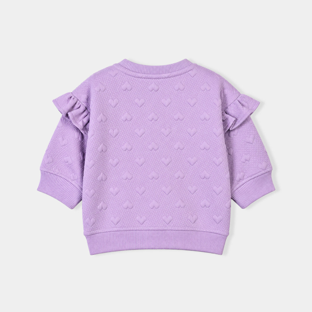 Infant Girls Quilted Sweatshirt Tiny Heart-Purple