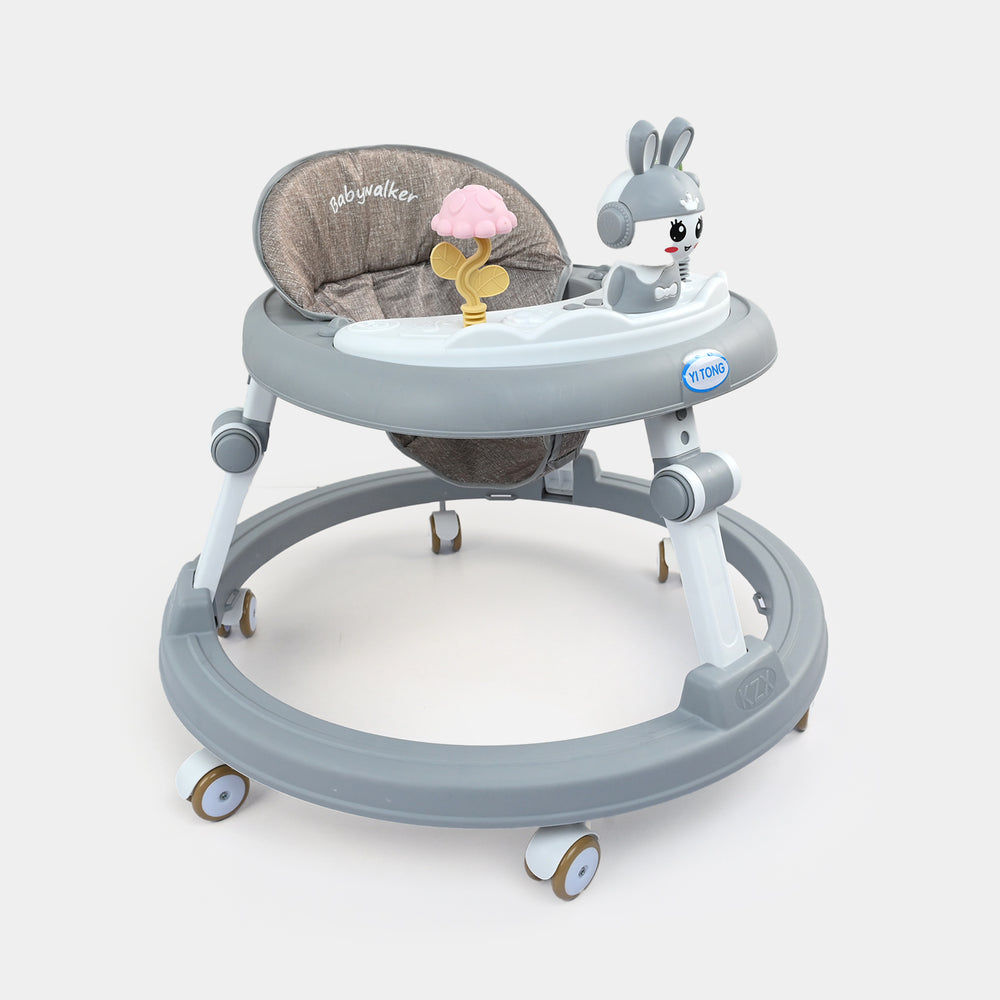 Interactive Baby Walker with Toy Bar & Sun Canopy | WR-036 Grey