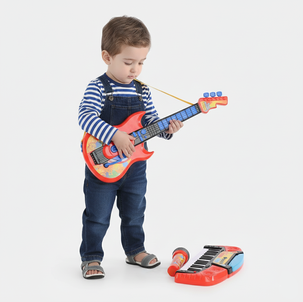 3-in-1 Kids Music Set – Piano, Guitar & Microphone for Musical Fun