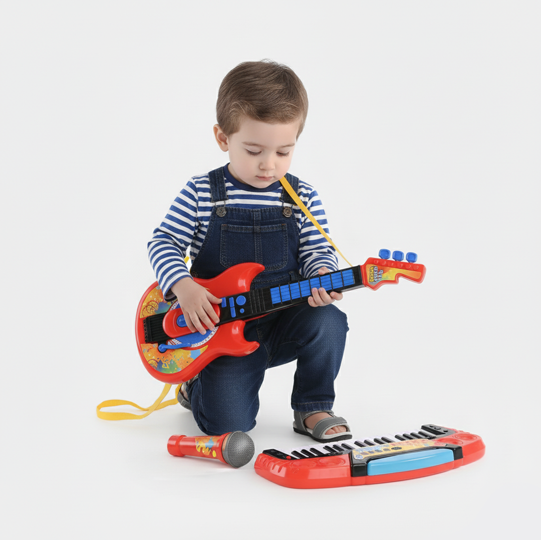 3-in-1 Kids Music Set – Piano, Guitar & Microphone for Musical Fun