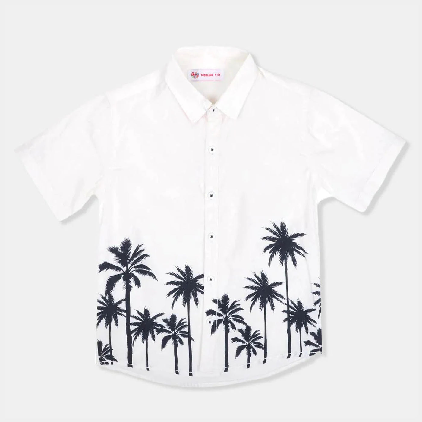 Boys Casual Shirt Palm Trees - White