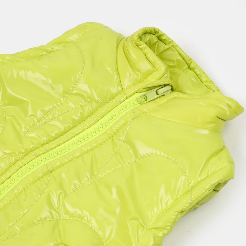 Girls Volcanic Quilted Jacket - Neon Green