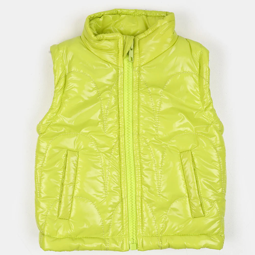 Girls Volcanic Quilted Jacket - Neon Green