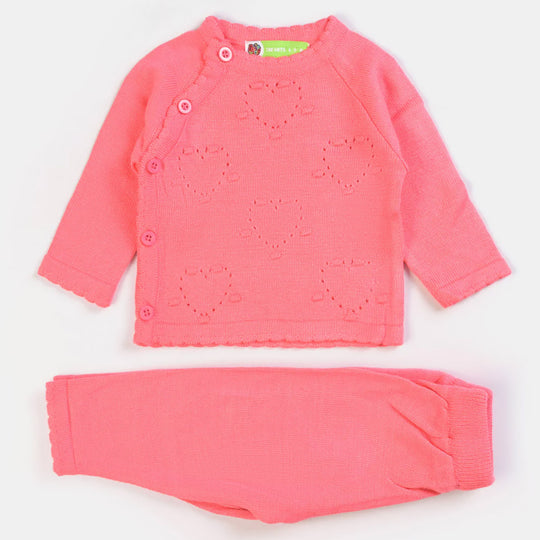 Infant Girls Knitted 2PC Suit -Pink