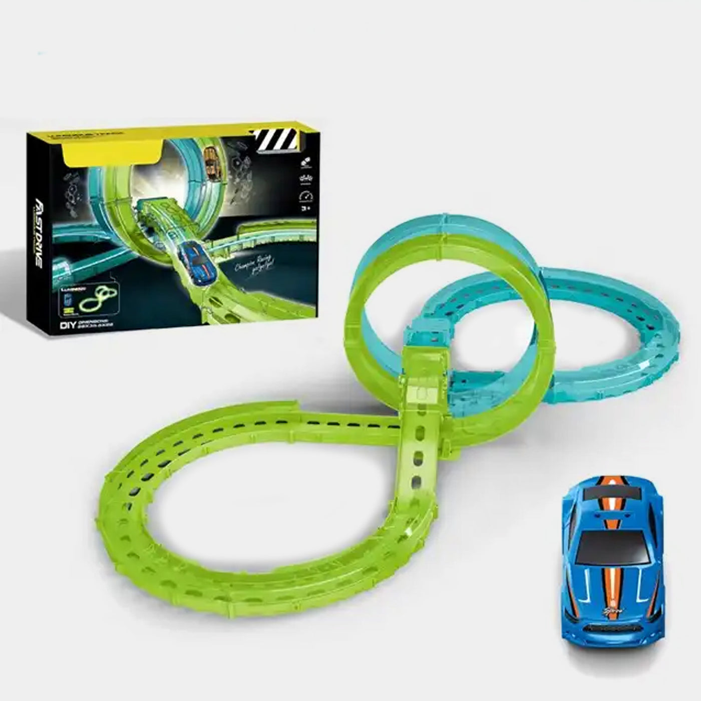 Super Fast Racing Car Glowing Track Play Set For Kids