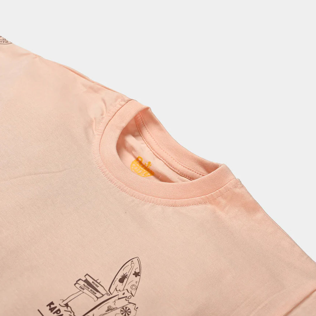 Boys Cotton Jersey T-Shirt H/S Beach -Peach