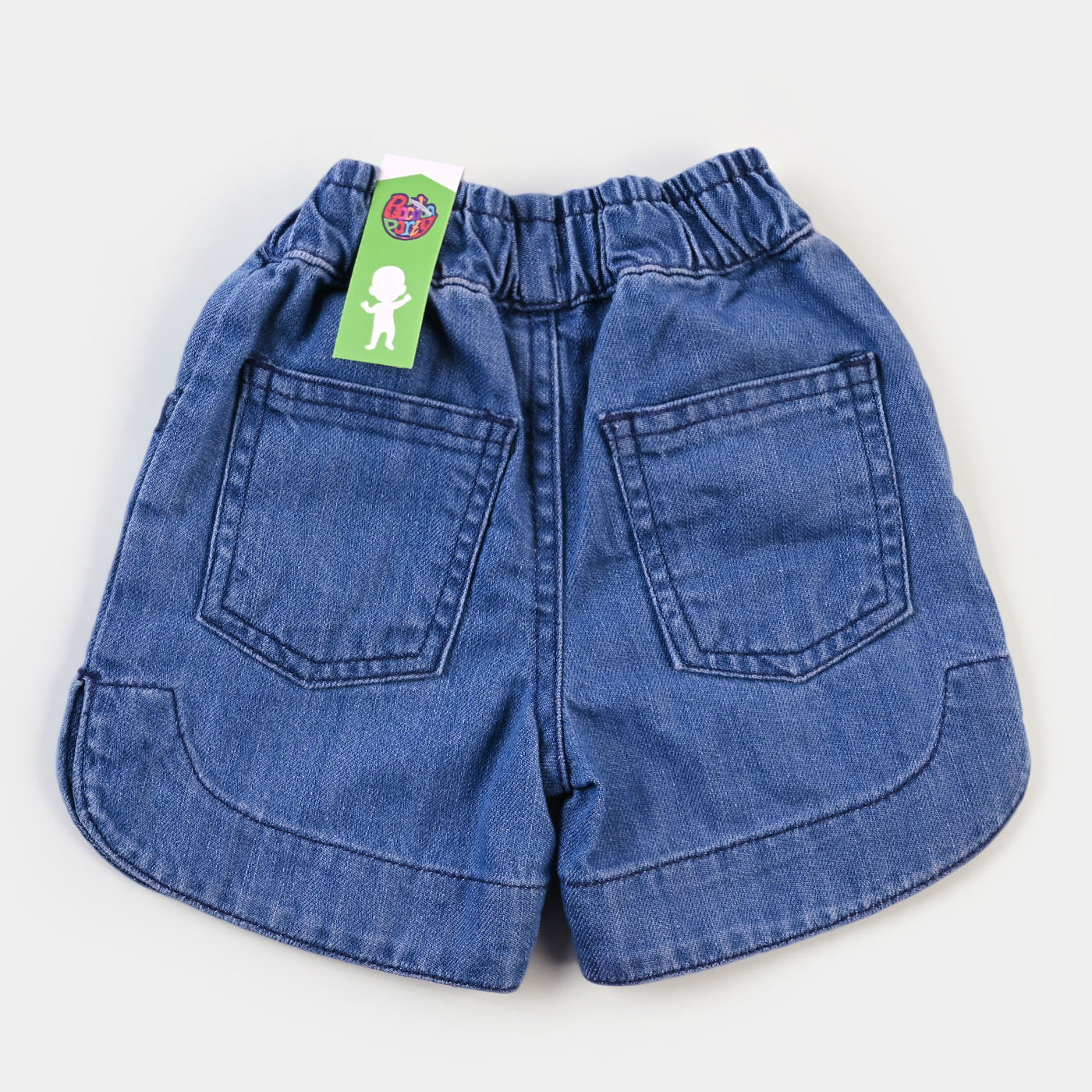 Infant Girls Denim Short Floral - DARK BLUE