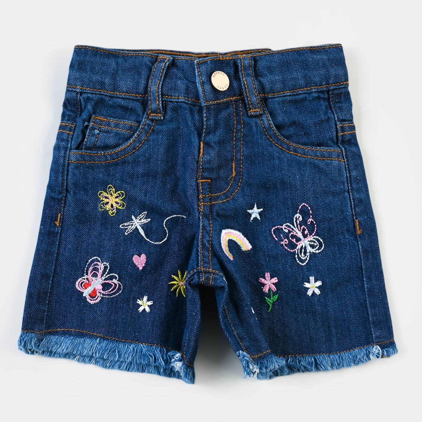 Infant Girls Denim Short Garden  - DARK BLUE