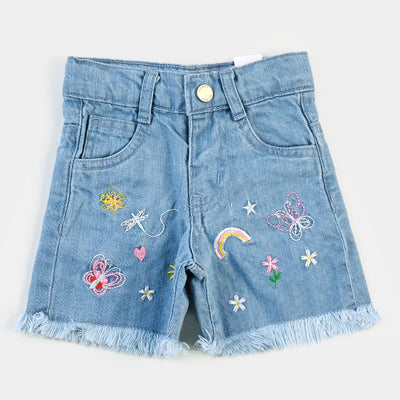 Infant Girls Denim Short Garden - LIGHT BLUE