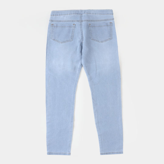 Girls Denim Jagging - Ice Blue