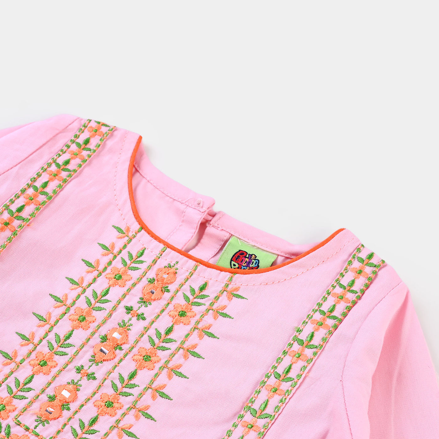 Infant Girls Embroidered Kurti Delight Cotton - Pink