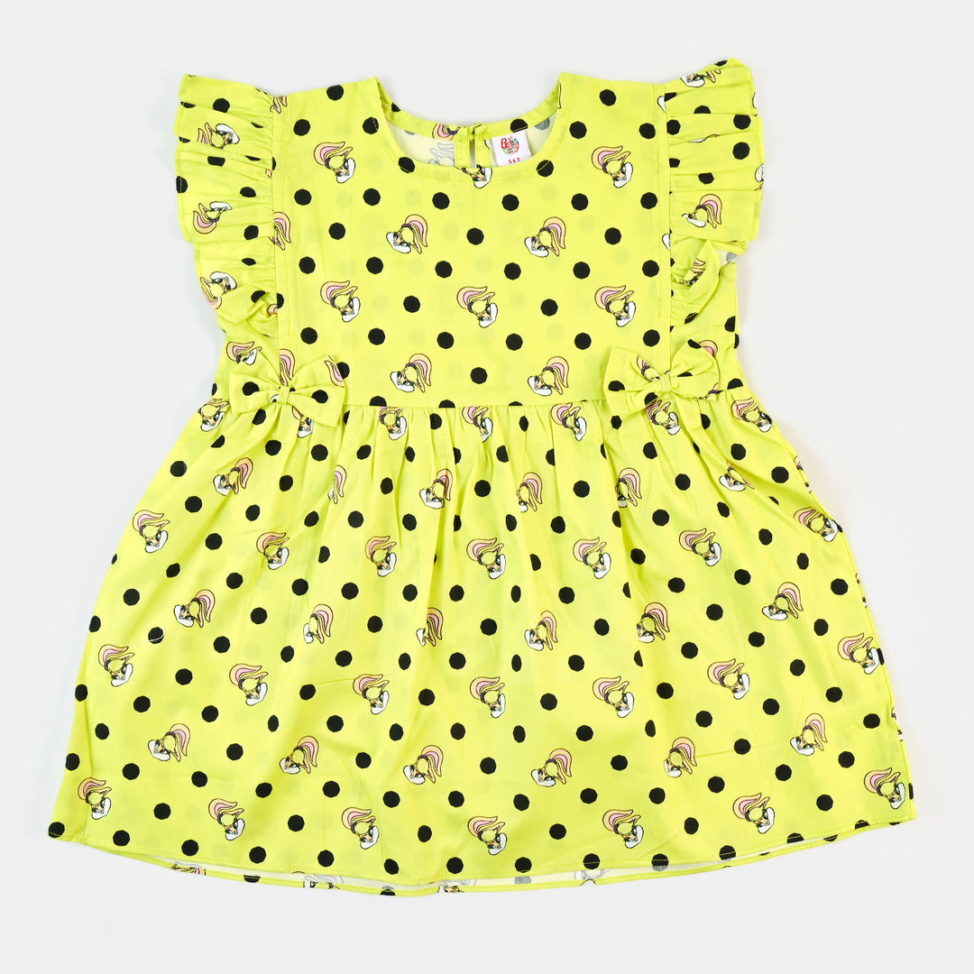 Girls Cotton Casual Frock- Yellow