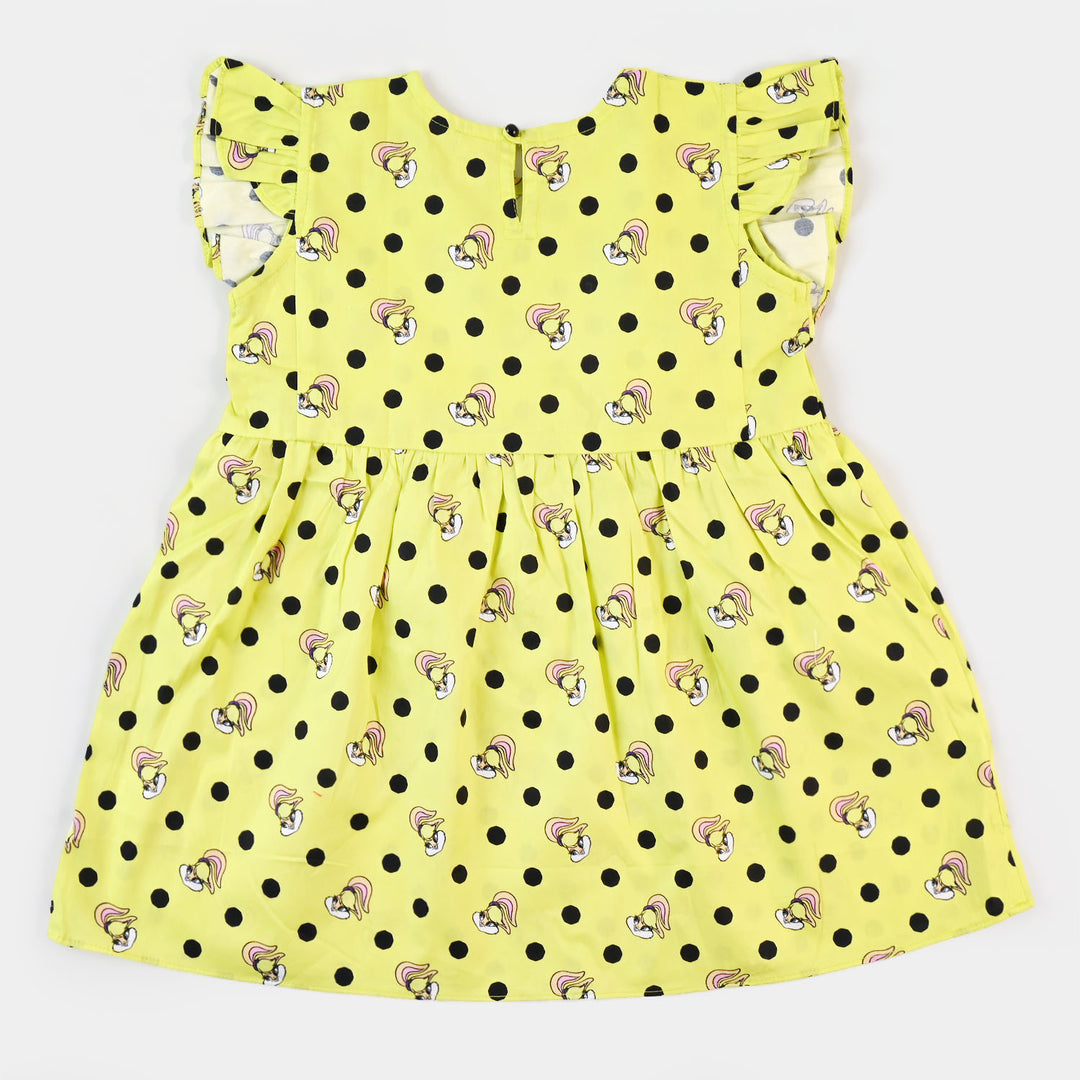 Girls Cotton Casual Frock- Yellow