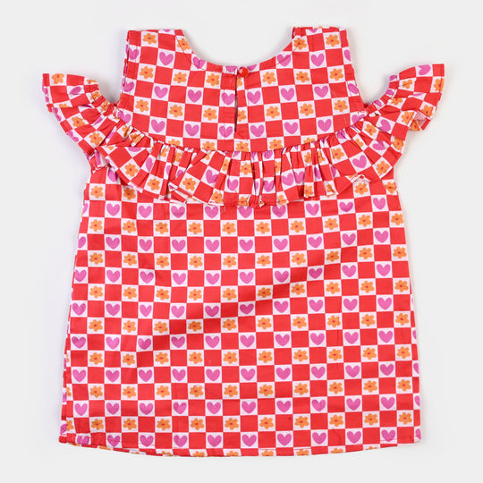 Girls Cotton Casual Top - Red