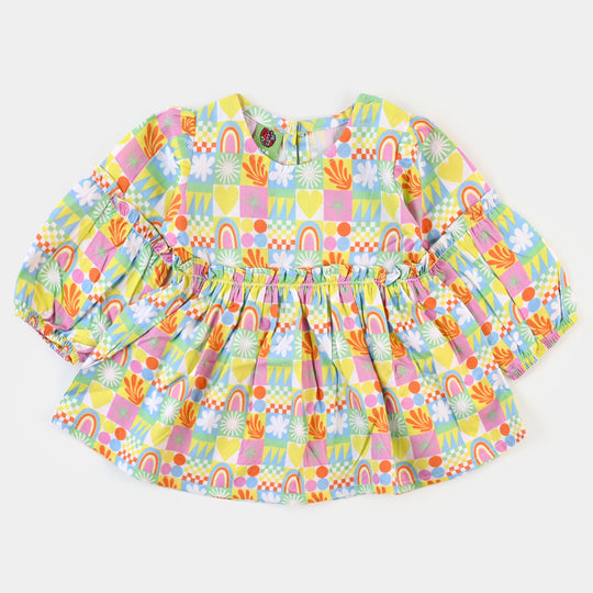 Infant Girls Cotton Casual Top - Green