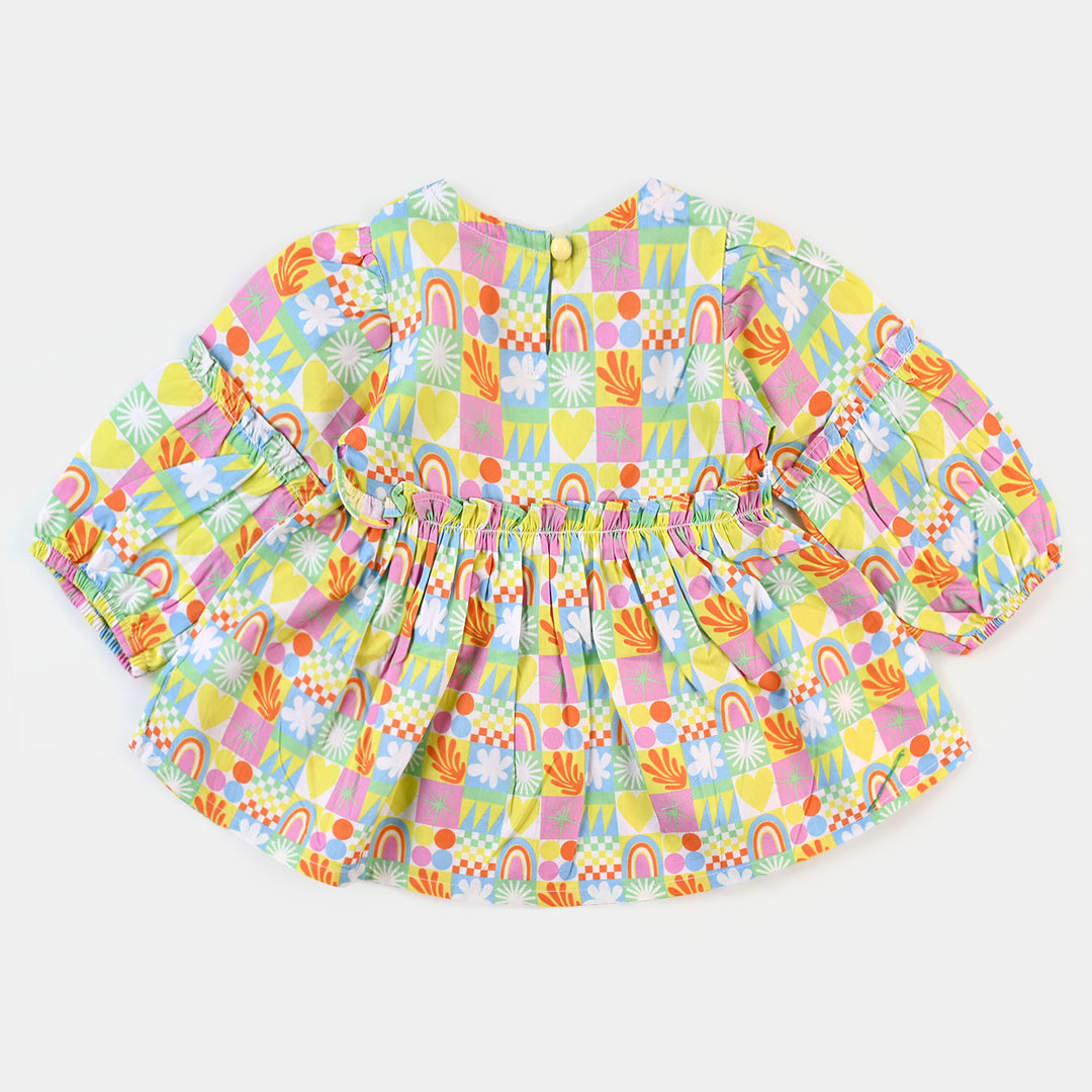 Infant Girls Cotton Casual Top - Green