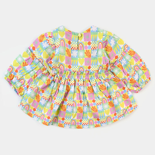 Infant Girls Cotton Casual Top - Green