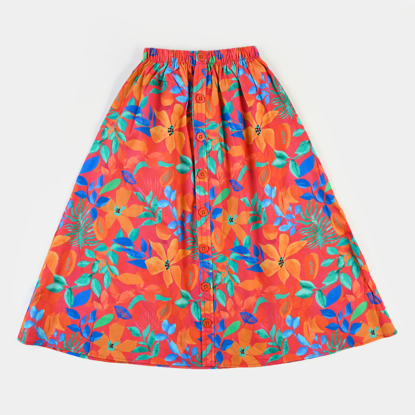 Girls Digital Print Long Skirt - Multi
