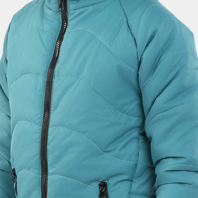 Boys Taffeta Quilted Jacket Chevron-Teal