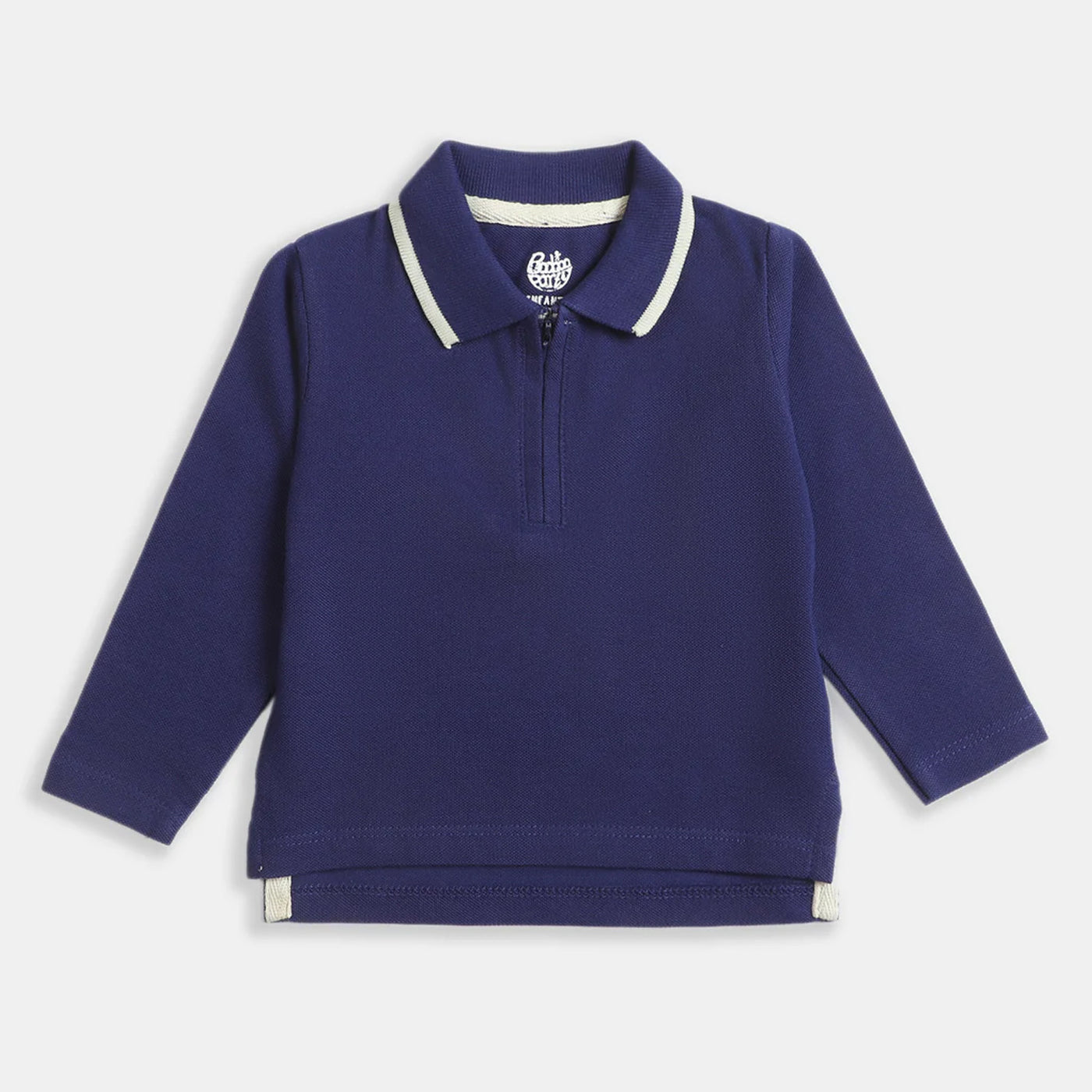 Infant Boys Polo T-Shirt Half Zip-Navy Blue