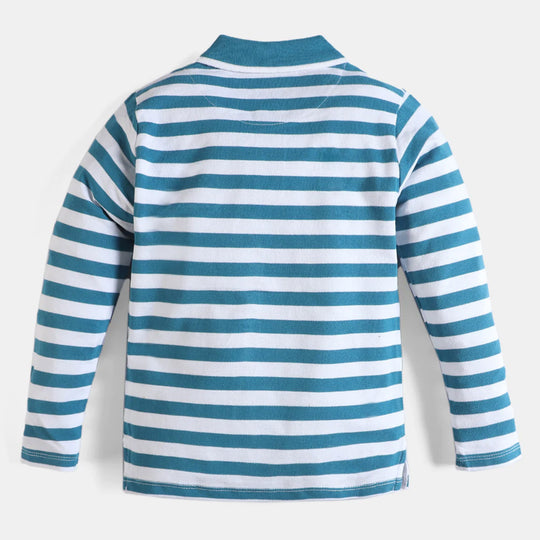 Boys Cotton Polo T-Shirt Adventure - Blue/White