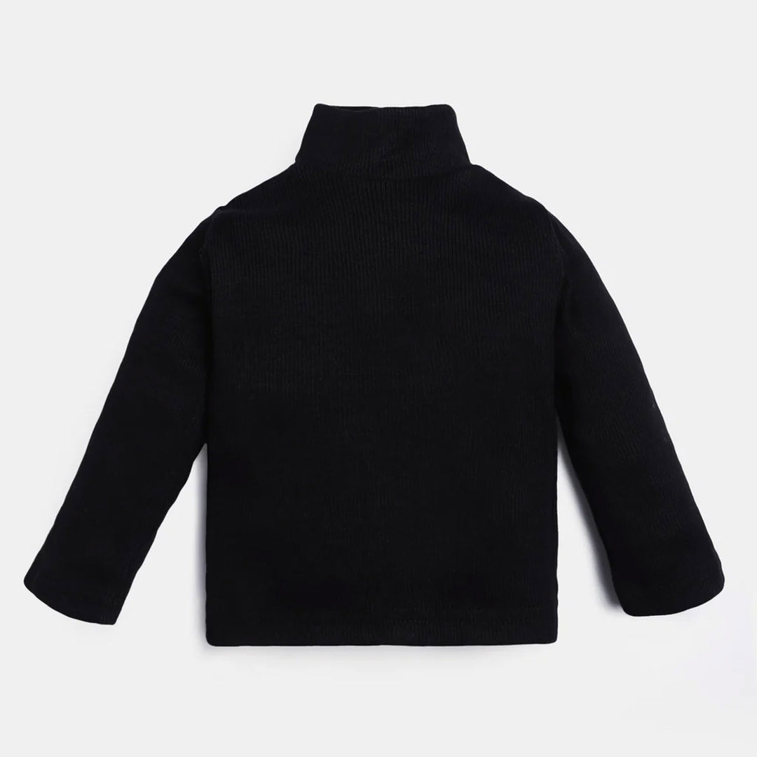 Infant Unisex Rib Turtle Neck-BLACK