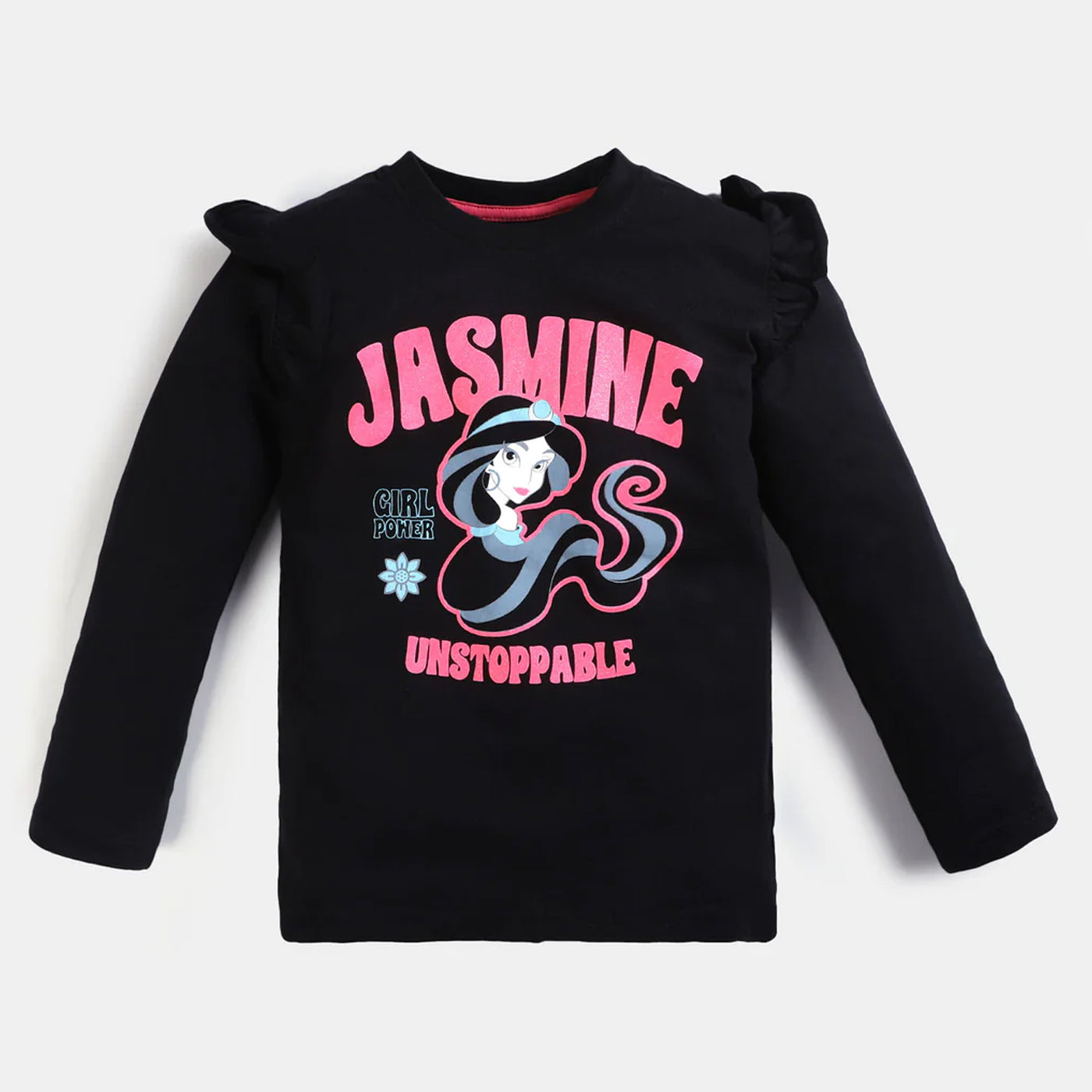 Girls Cotton T-Shirt F/S Jasmine-BLACK