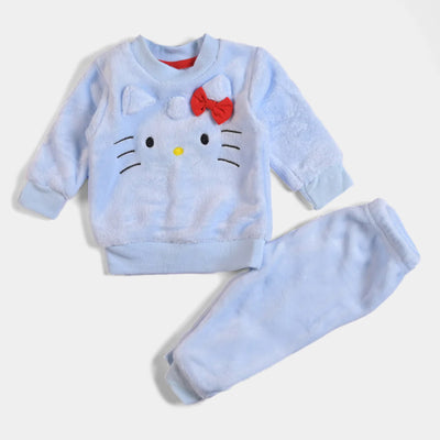 Infant Girls Sherpa 2Pcs Suit Kitty - Sky Blue