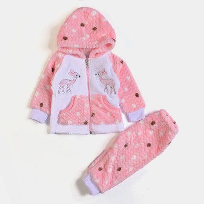 Infant Girls Velour 2PC Suit Deer - Pink