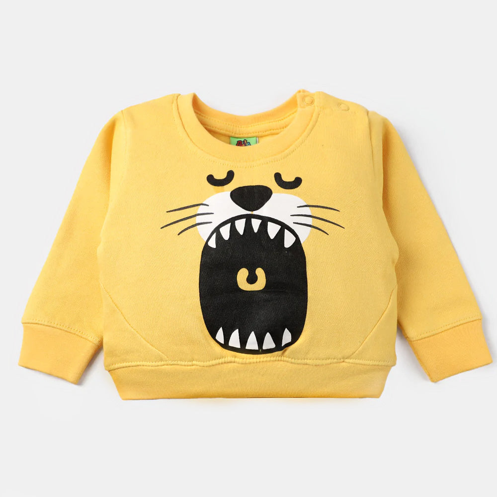 Infant Boys Fleece Sweatshirt Lion Face-Yellow