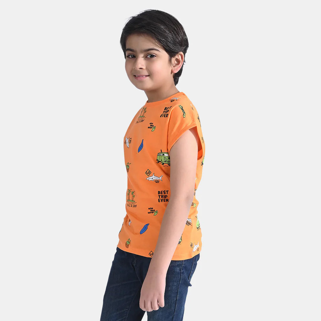 Boys Cotton Jersey Sando Beach -B. Marigold