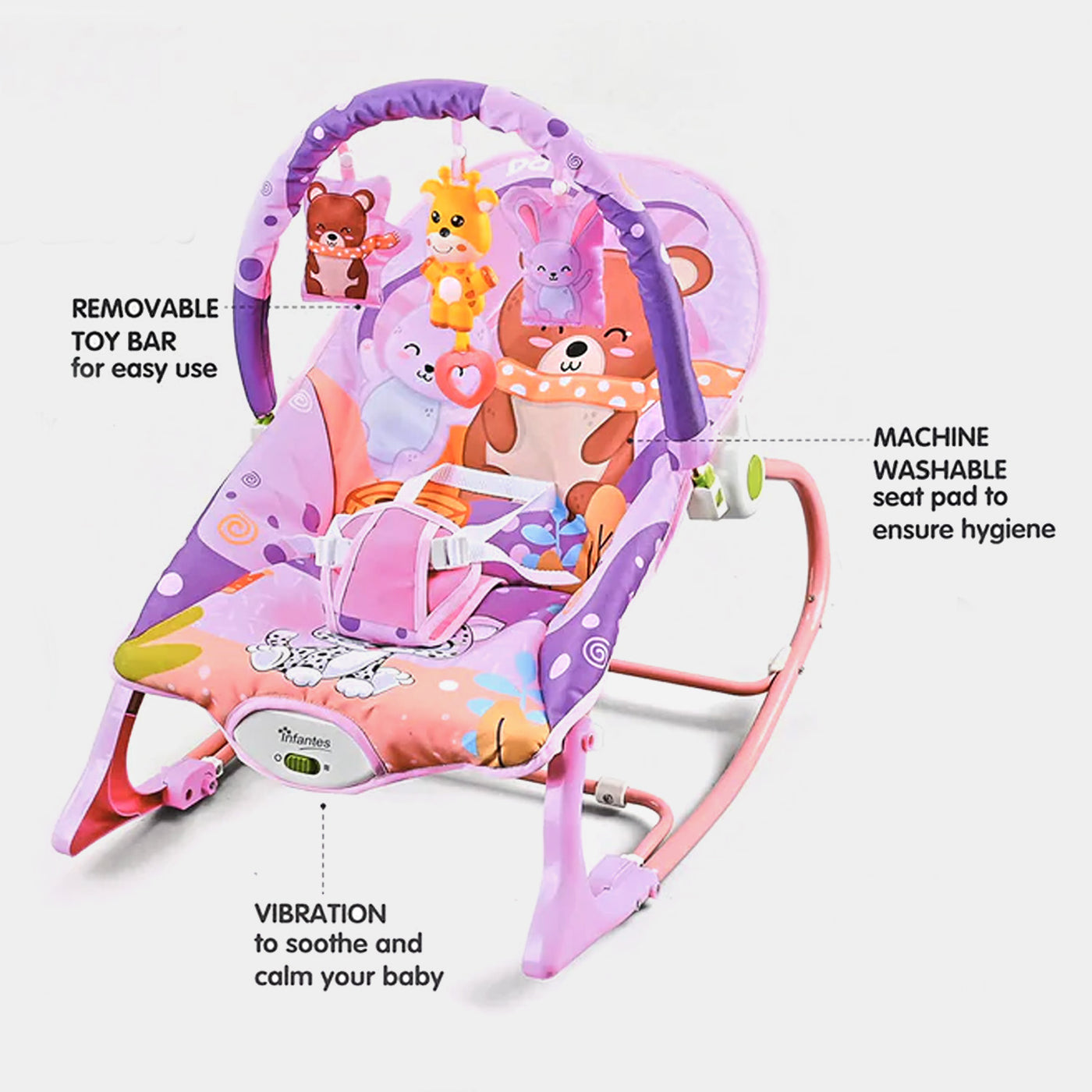 Infants Baby Rocker Seat - Purple & Pink