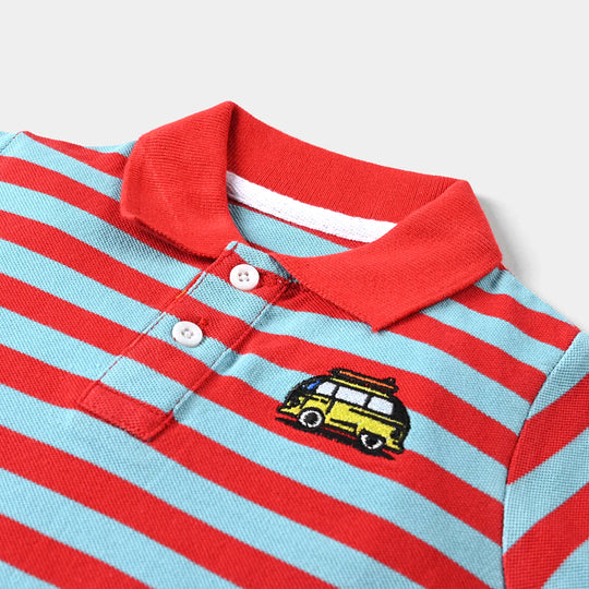 Infant Boys Cotton PK Polo Bus-F. Scarlet