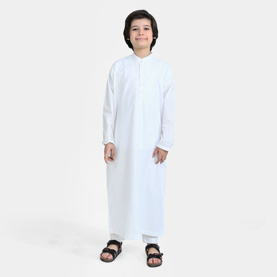 Boys Poly Viscose Jubba 2 piece-White