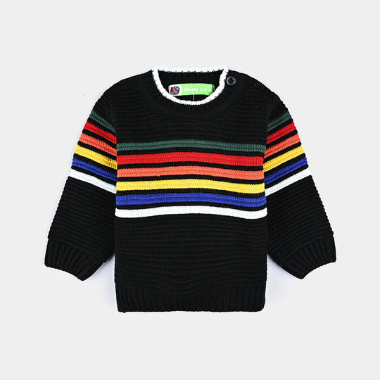 Infant Boys Acrylic Sweater Streak-BLACK