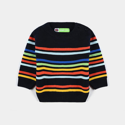 Infant Boys Acrylic Sweater Roman Stripes-BLACK