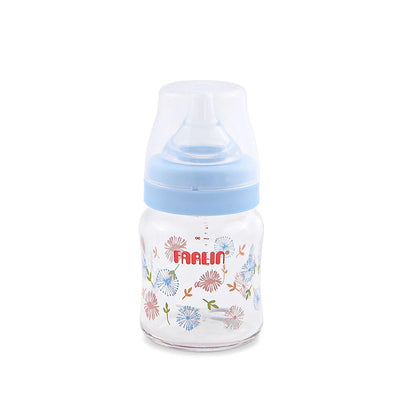 Farlin Wide-Neck Glass Feeding Bottle 120ml – Blue