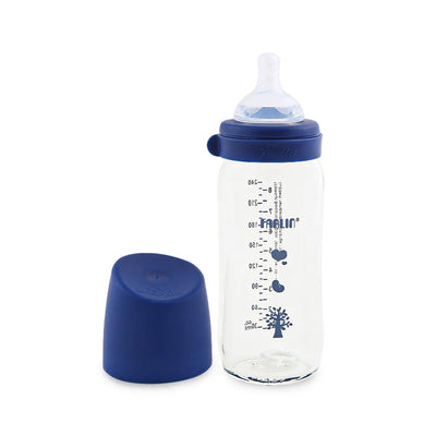 Farlin Wide-Neck Glass Feeding Bottle 240ml – Blue