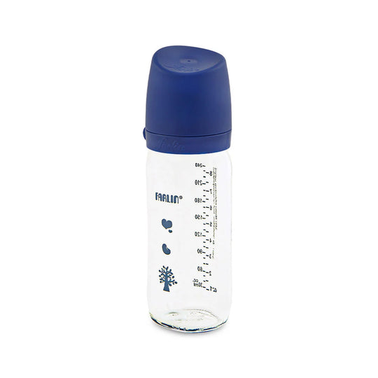 Farlin Wide-Neck Glass Feeding Bottle 240ml – Blue