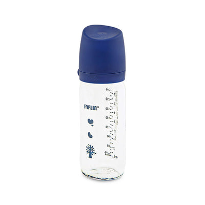 Farlin Wide-Neck Glass Feeding Bottle 240ml – Blue