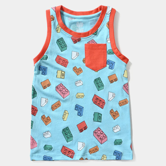 Boys Slub Jersey Sando Tetris-T.Turquoise