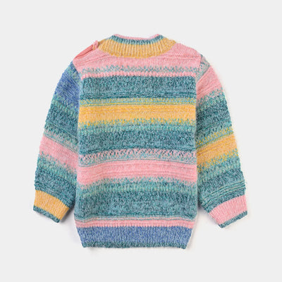 Infant Girls Feather-Acrylic Sweater Textured Stripe-Multi